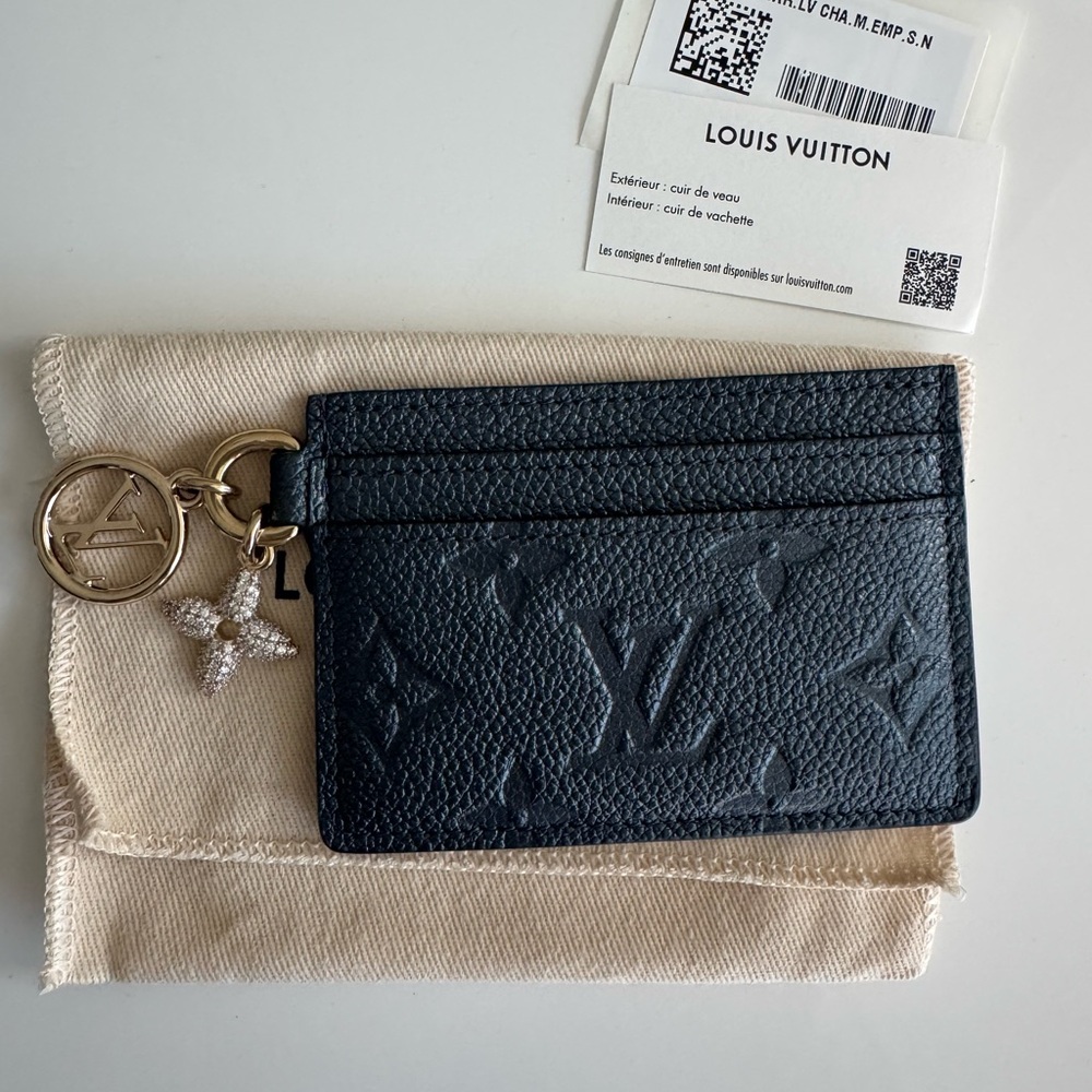 SOLD.  Louis Vuitton Navy Empriente Charms Card Holder